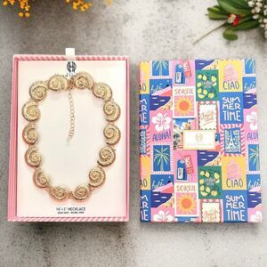 NWT Gorgeous House of Harlow 1960 Gold nautilus Spiral shell 16"+3" Necklace